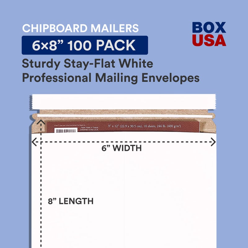 BOX USA StayFlat Mailer, 6""L x 8""W, Pack of 100 | Stayflats Envelope Keeping Photo, Document, Artwork Protected During Mailing and Shipping, 6x8 - Image 2